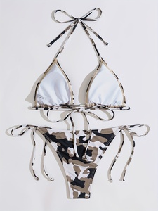 Bikini invisible sin costuras de seda helada de cintura alta para mujer, braguita sin costuras, traje de baño al por mayor con lentejuelas y plumas, logotipo personalizado - Product Image 2