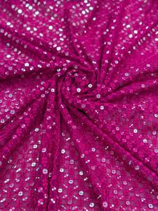 Premium Wave Pattern Embroidered Sequin Mesh <b>Fabric</b> Heavy <b>Weight</b> Metallic Lace Textile for Bridal and Fashion Dresses - Product Image 3