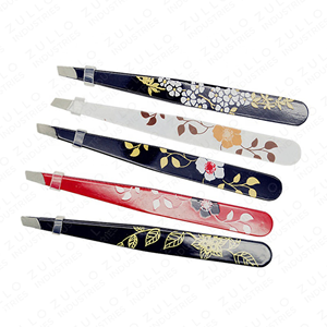 Pinzas de Cejas Inclinadas de Acero Inoxidable de Marca Privada OEM, Diseño Floral Impreso, Herramienta de Belleza de Precisión - Product Image 5