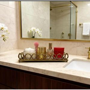 Rectangular <b>Brass</b> Decorative Tray With Abstract Ring Border Large Size Mirror Trays Handmade Latest Arrival Trays For Decoration - Product Image 3