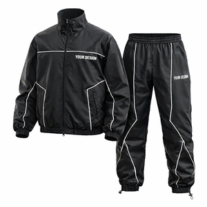 Hot Selling Wholesale Custom Logo Zipper <b>Track</b> <b>Jacket</b> Pant Sets Jogging Waterproof Tracksuit Pipping Windbreaker Suit Streetwear - Product Image 1