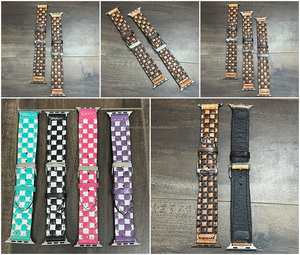 Correa de Reloj Apple de Cuero Genuino, Diseño a Cuadros Hecho a Mano, Elegante Correa de Repuesto Unisex - Product Image 3