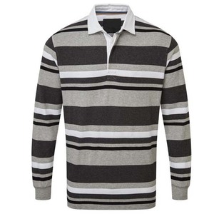 Custom Logo <b>Men</b> Letter Pattern 100% Cotton Breathable Plus Size Oversized Digital Printing <b>Long</b> <b>Sleeve</b> Rugby Shirts <b>Striped</b> - Product Image 4