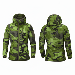 Waterproof Clothing Whole Sale Custom Camouflage Hooded Jacket Lightweight Outdoor Windbreaker Coat With Full <b>Zip</b> Closure Hoodie - Product Image 3