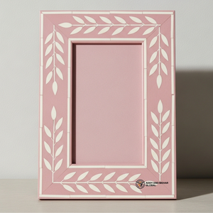 Luna Floral Bone Inlay <b>Photo</b> <b>Frame</b> in <b>Pink</b> Finish Handmade <b>Pink</b> Bone Inlay Decorative Picture <b>Frame</b> - Product Image 1