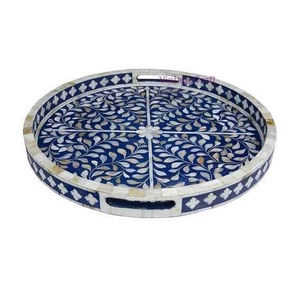 Bandeja de Servir con Incrustaciones de Hueso, Diseño Personalizado, Bandeja de Madera Hecha a Mano para Decoración del Hogar, Regalo, Mesa de Centro y Comedor - Product Image 3
