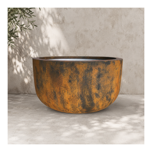 Grand pot de fleurs contemporain en fibre de verre avec finition bronze antique pour aménagement paysager de patio et jardin - Fournisseur en gros - Product Image 1