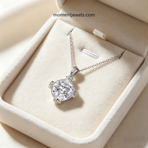 Collier pendentif en argent sterling 925 avec diamant à haute teneur en carbone pour femmes, plaqué platine, goutte d'eau, collier géométrique, 5g - Product Image 2