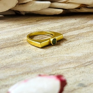 Hot Design Minimalist Peridot <b>Ring</b> Boho Brass <b>Rings</b> for Women 18k Gold Plated Bar Minimal <b>Dainty</b> Jewelry for Wholesale/OEM/ODM - Product Image 3
