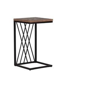 Mesa Auxiliar de Hierro con Tapa de Madera Auténtica, con Textura de Madera Natural y Estructura de Hierro Resistente - Product Image 1