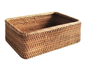 Sustainable Natural Rattan <b>Wicker</b> <b>Basket</b> Decorative <b>Storage</b> Organizer for Kitchen Shelf Bathroom Home Decor - Product Image 3