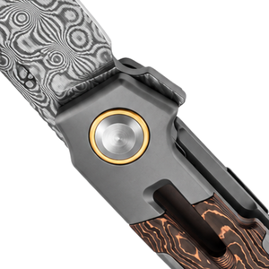 Couteaux pliants à motif Damas argenté avec manche à motif cuivre brun, clip de poche noir et design fin pour un usage quotidien - Product Image 5