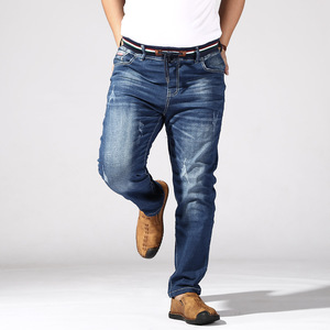 Jeans de Mezclilla para Hombre, Corte Recto, Ajustados, Desgastados, Cintura Media, Algodón Transpirable, Lavados, Casuales, para Otoño, Invierno y Primavera - Product Image 2