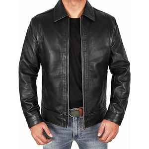 Chaqueta de cuero para hombre con cremallera personalizada, estilo vintage, para uso diario. - Product Image 1