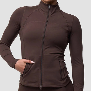 Women's Plus Size Workout Jacket Full Zip Breathable Four-Way Stretch Running <b>Thumb</b> <b>Holes</b> Slim-Fit Yoga Athletic Gym Jackets - Product Image 4