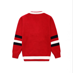 <b>Men's</b> Red V-Neck <b>Cardigan</b> Sweater Full Sleeve Acrylic Button Closure Autumn Wear - Product Image 2