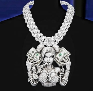 Premium Royal Blue <b>Ring</b> Halo Moissanite 18K Gold Plated Cuban Link Chain <b>Necklace</b> Hip Hop Iced Eco-Friendly Gift - Product Image 3