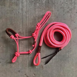 Ensemble de laisse et de collier en corde tressée rose de haute qualité, fournisseur d'équipement équestre western - Product Image 1