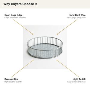 Bandeja Decorativa de Hierro Galvanizado Natural Hecha a Mano con Borde Abierto de 25 cm para Decoración del Hogar - Product Image 5