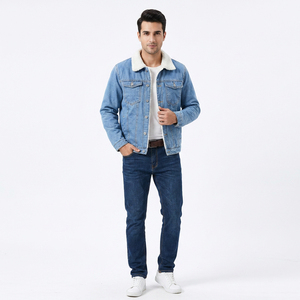 Winter Bomber Jacket Casual Warm <b>Denim</b> <b>Coat</b> Stand Windproof Hooded Vintage <b>Denim</b> Jacket Front 100% Cotton Black Blue - Product Image 1