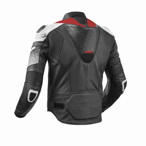 Blouson de moto en cuir pour homme à manches longues, coupe-vent, color-block, toutes saisons, style course - Product Image 6