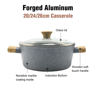 Casserole contemporaine antiadhésive avec revêtement en céramique de cuivre, cœur en aluminium robuste, couvercle en verre trempé - Product Image 5