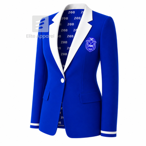 Blazer personnalisé de la sororité Zeta Phi Beta, logo brodé bleu et blanc, doublure en polyester avec logo imprimé répété pour femme - Product Image 2