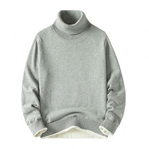 Pull col roulé 100 % coton pour homme, couleur unie, tricot épais, chaud pour l'hiver, anti-boulochage, manches longues, logo frontal - Product Image 5