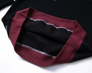 Sweat à capuche bicolore pour homme avec manches supérieures contrastées, capuche à cordon réglable, bandes sur les bras et poche kangourou - Product Image 3