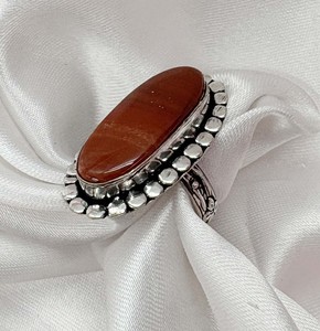 Natural Red Jasper Healing Stone <b>Ring</b> <b>Silver</b> Plated <b>Adjustable</b> Gemstone Fashion Jewelry Wholesale Ready Red Stone <b>Ring</b> - Product Image 4