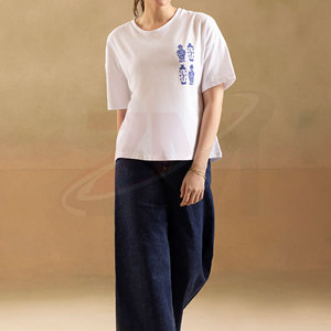 Camiseta de Algodón Extra Grande para Mujer, Tejido Suave y Transpirable, Corte Holgado Informal, Ropa de Calle de Verano, Prenda Superior Informal para Uso Diario - Product Image 3
