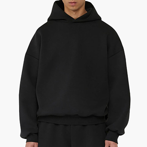 Custom <b>Black</b> Zipper-Up Hoodie <b>Men</b> 100% Cotton Solid Hip Hop Streetwear Casual Winter Hooded Sweatshirt - Product Image 1