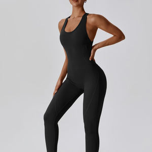 Conjuntos de verano para mujer, conjuntos de yoga sin mangas personalizados de una pieza, conjuntos deportivos sin espalda para mujer, mono deportivo de una pieza para gimnasio para mujer - Product Image 1