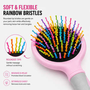 Brosse à poils douce pour animaux de compagnie Rainbow, brosse démêlante pour chiens et chats, fournisseur en gros - Product Image 3