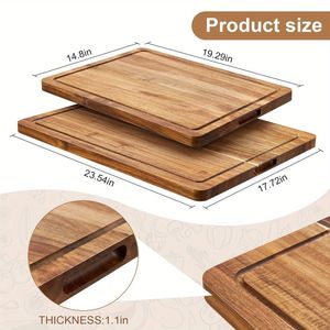 Tagliere Grande in Legno di Acacia Resistente 20*15 Pollici con Scanalatura per Succhi, Spesso, per BBQ e Uso Domestico - Product Image 2