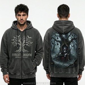 Sudadera con capucha personalizada para hombre, color granate con lavado ácido, de peso pesado, estilo streetwear, de forro polar, con gráfico gótico de espejo Memento Mori - Product Image 6