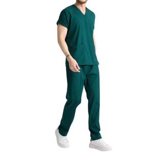 Ensemble de blouses médicales bleu marine pour hommes, col en V, manches courtes, uniforme de travail hospitalier, tissu tissé en coton et polyester - Product Image 3