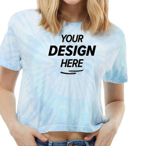 Camiseta Corta Tie Dye para Mujer, Manga Corta, Cuello Redondo, Corte Holgado, Estilo Casual de Verano, Transpirable, de Algodón Tejido - Product Image 1