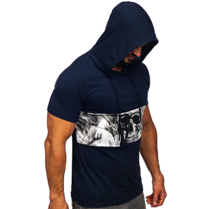 Men’s Short Sleeve Hoodie Workout Gym Sweatshirt Muscle Fit <b>Athletic</b> Pullover Cotton Hooded T Shirt Lightweight hoodies - Product Image 3