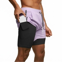 Shorts de sport pour homme, shorts de crossfit, shorts de fitness, shorts de course avec short de compression intégré pour homme