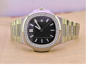Reloj de Moissanita con Incrustaciones de Diamantes Incoloros para Hombre, Venta al Por Mayor de Fábrica, Mejor Precio al Por Mayor, Alta Calidad - Product Image 1