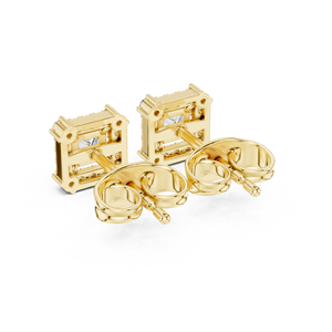 Princess Cut Lab Grown <b>Diamond</b> 14K 18K Solid Gold <b>Square</b> Halo Pave Stud <b>Earring</b> 0.50CT DEF VVS Fine Jewelry Engagement Stud ODM - Product Image 5