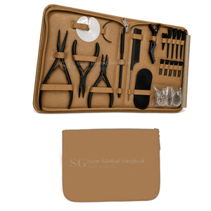 Kit professionnel de pinces à extensions de cheveux I-Tip noir mat avec crochets, perles, boîte, fils et aiguilles en C en acier inoxydable de qualité chirurgicale - Product Image 3