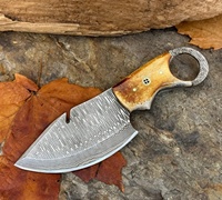 Couteau à dépecer à lame fixe en acier Damas de qualité industrielle, fait main, manche en os, étui en cuir, couteaux Viking, Tarj Enterprises