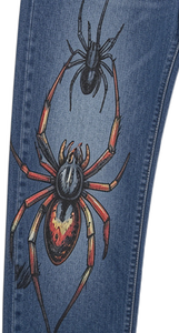 Pantalones Vaqueros de Mezclilla para Hombre, Estilo Vintage, con Estampado Gráfico de Araña, Corte Regular, Estilo Urbano, Lavado Azul, Pantalones de Moda - Product Image 4