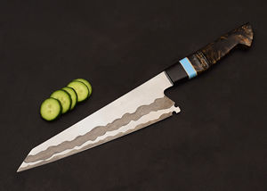Couteau de Chef Artisanal en Acier Damas de Qualité Industrielle, Lame Dentelée, Étui en Bois, Personnalisable OEM pour Chefs, Utilisation Bowie - Product Image 2