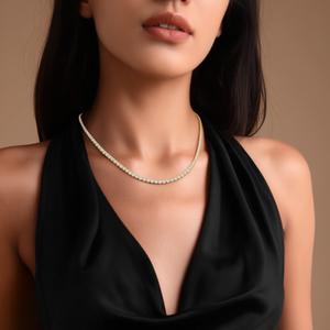 สร้อยคอเทนนิสชุบทอง 14K เงินแท้ 925 ประดับเพชร CZ ขนาด 5 มม. ความยาว 20 นิ้ว - Product Image 3