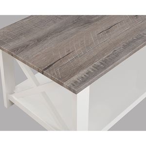 Ensemble de salon en bois blanc et brun, 3 pièces, comprenant une table basse rectangulaire et deux tables d'appoint carrées assorties - Product Image 3