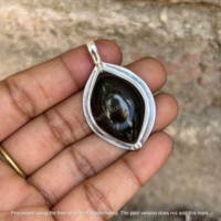 Nouveauté : Pendentif de fête religieux en argent sterling 925 massif plaqué or, avec moissanite et Œil de Shiva naturel, collection Perfections Bijoux