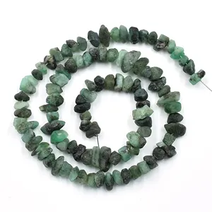 Drilled Rough Beads Stone Natural Green Emerald Gemstone Uncut Raw Rough May Birthstone Emerald